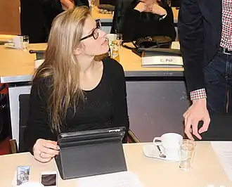 Madelon Baans als gemeenteraadslid in Spijkenisse in 2013