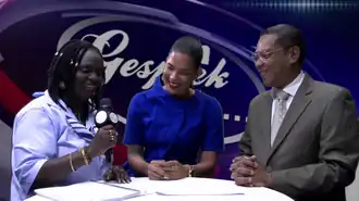 Voorzitter Maisha Neus en partijadviseur Peter Wolff, 2020