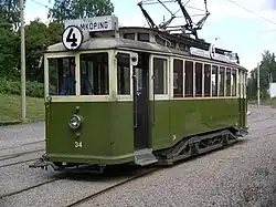 Motorwagen 34 van de Tram van Malmö te Malmköping in 2008