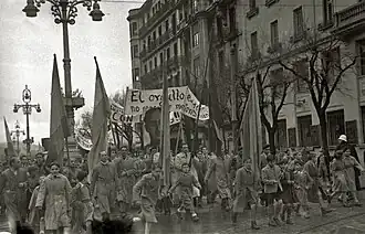 Een politieke manifestatie in San Sebastián in 1945.