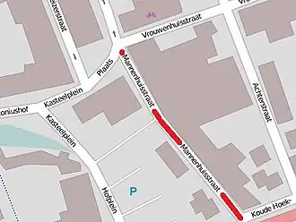 De straat op een kaart van OpenStreetMap