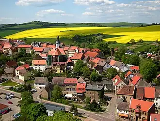 zicht op Mansfeld vanuit het Schloss Mansfeld