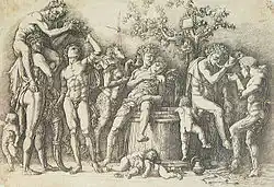 Bacchanaal met wijnvat, voor 1481, 29,9 × 41,7 cm