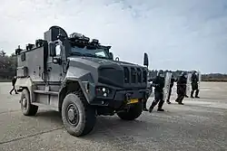 Een Manticore in de military police (MP) variant zoals in gebruik bij de Koninklijke Marechaussee