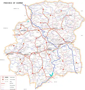 Kaart van de provincie Huambo