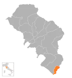 Locatie van Montignoso in Massa-Carrara (MS)