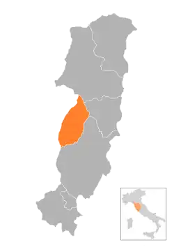 Locatie van Montemurlo in Prato