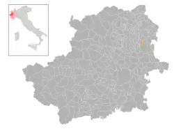 Locatie van Barone Canavese in Turijn (TO)