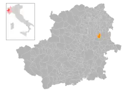 Locatie van Foglizzo in Turijn (TO)
