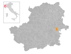 Locatie van Gassino Torinese in Turijn (TO)