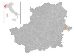 Locatie van Lauriano in Turijn (TO)