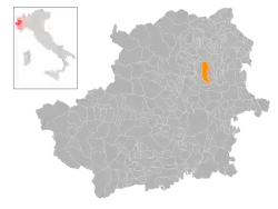 Locatie van Rivarolo Canavese in Turijn (TO)