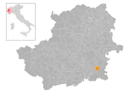 Locatie van Santena in Turijn (TO)