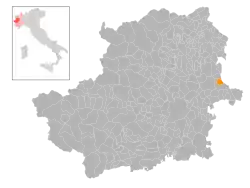 Locatie van Torrazza Piemonte in Turijn (TO)