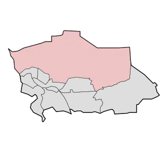 Diepenveen (rood) als onderdeel van de gemeente Deventer