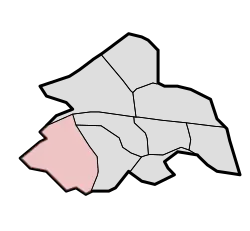 Locatie van Westergouwe (incl. Oostpolder in Schieland) binnen Gouda