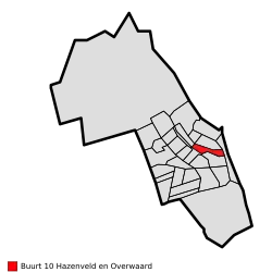 Locatie van Hazenveld en Overwaard binnen IJsselstein