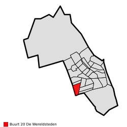 Locatie van De Wereldsteden binnen IJsselstein