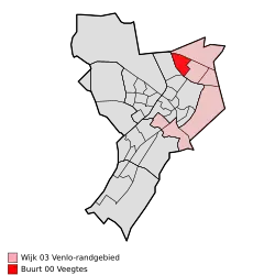 Locatie van De Veegtes binnen Venlo