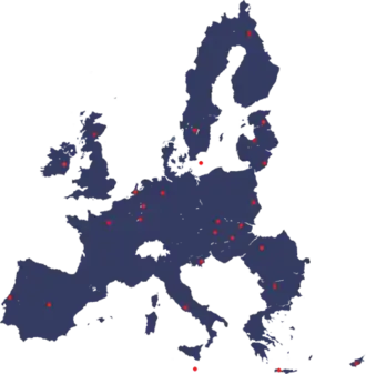 Landkaart met de winnaars van de Juvenes Translatores-wedstrijd van de Europese Commissie in 2010.