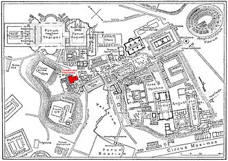 Locatie van de Tempel van Concordia (in rood)