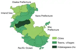 Situering van Hidakagawa in de prefectuur Wakayama