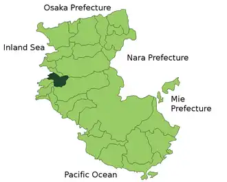 Situering van Hirogawa in de prefectuur Wakayama