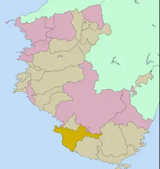 Situering van Shirahama in de prefectuur Wakayama