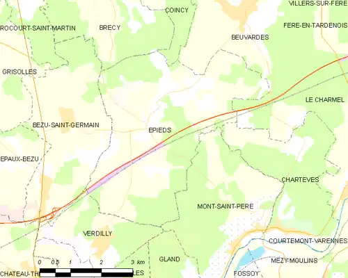 Detailkaart van de gemeente