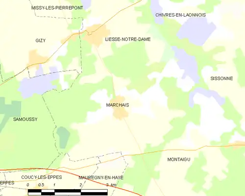 Detailkaart van de gemeente