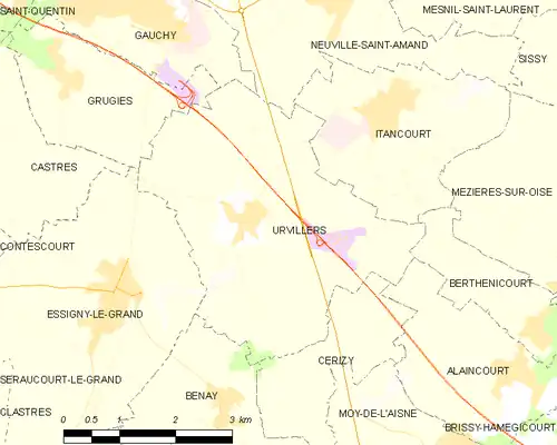 Detailkaart van de gemeente