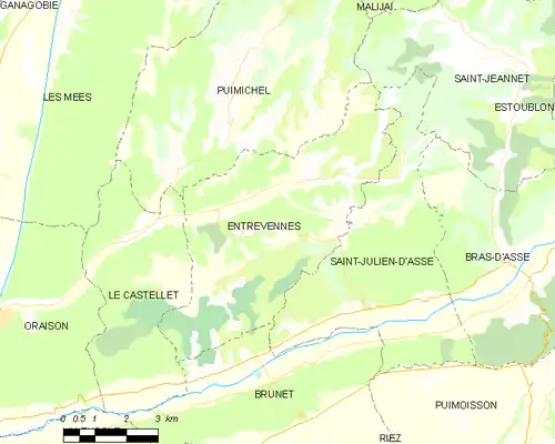 Detailkaart van de gemeente