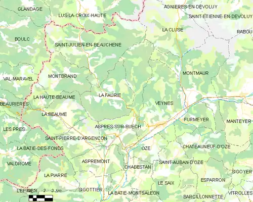 Detailkaart van de gemeente