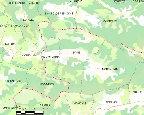 Detailkaart van de gemeente