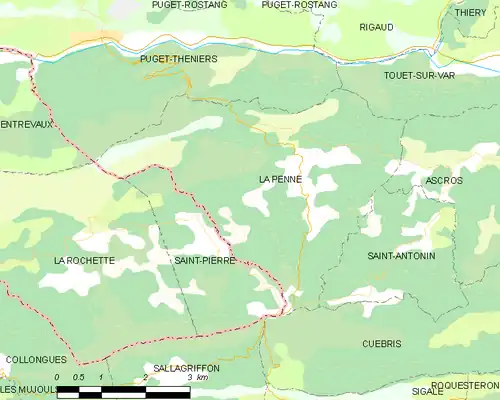 Detailkaart van de gemeente