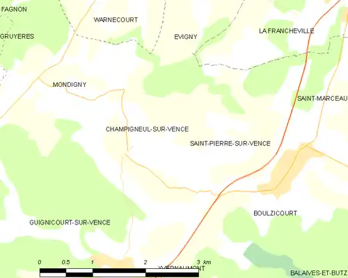 Detailkaart van de gemeente