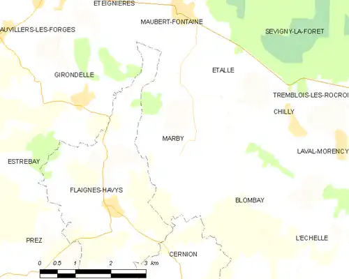 Detailkaart van de gemeente