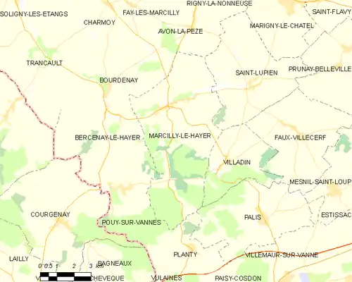 Detailkaart van de gemeente