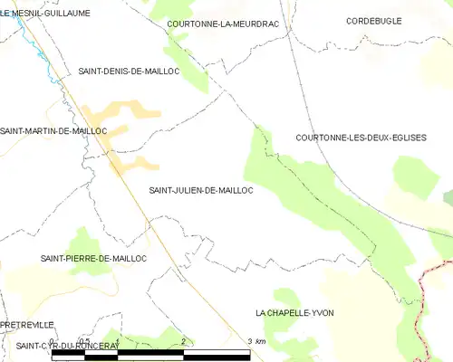 Detailkaart van de gemeente