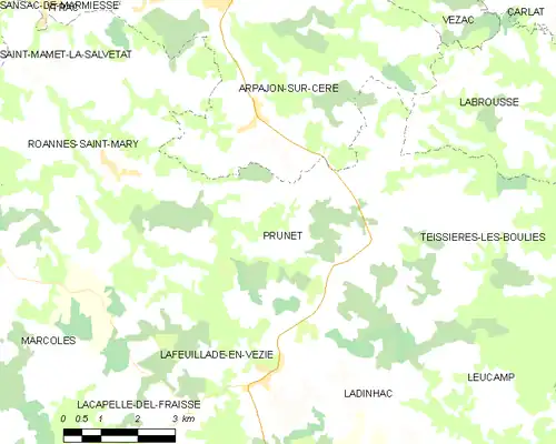 Detailkaart van de gemeente