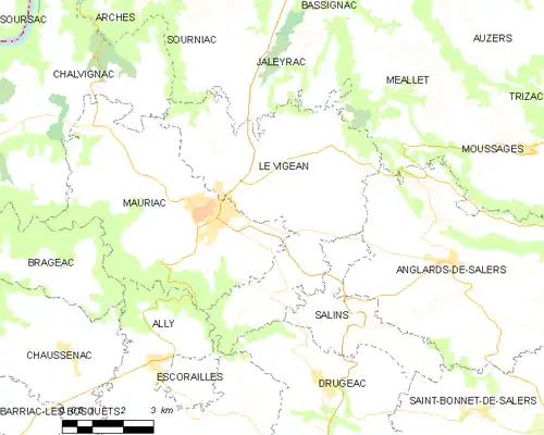 Detailkaart van de gemeente