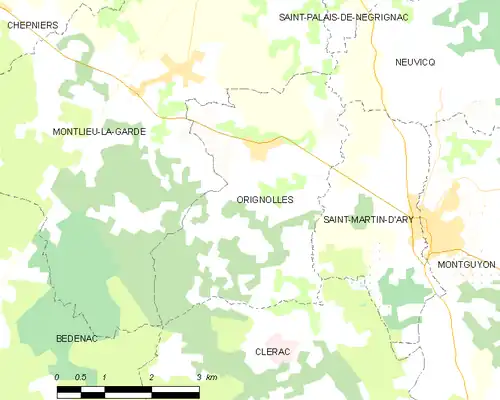 Detailkaart van de gemeente