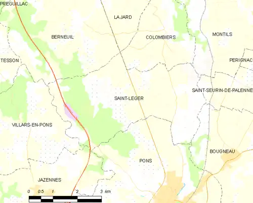 Detailkaart van de gemeente