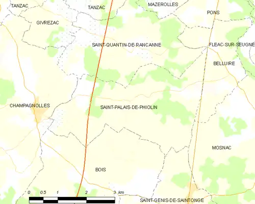 Detailkaart van de gemeente