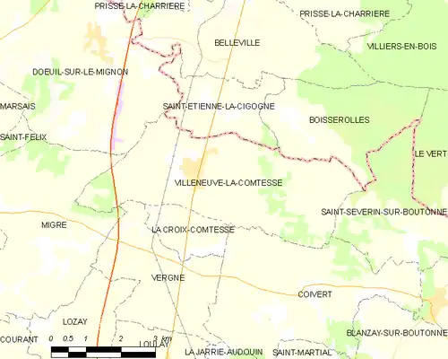 Detailkaart van de gemeente