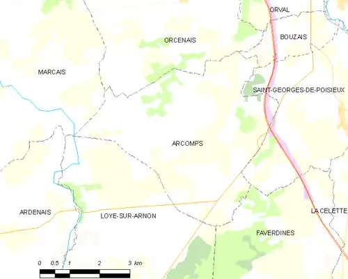 Detailkaart van de gemeente