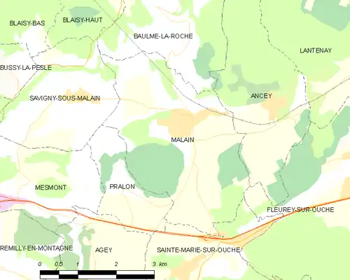 Detailkaart van de gemeente