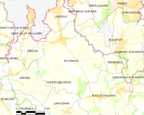 Detailkaart van de gemeente