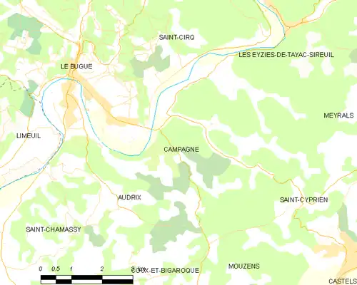 Detailkaart van de gemeente