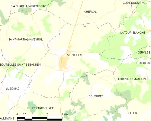 Detailkaart van de gemeente